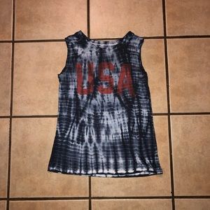Red white and blue “USA” tank top